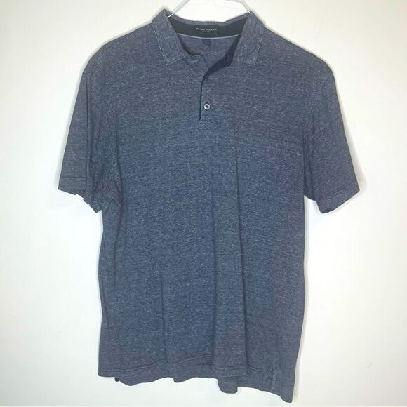 Peter Millar Atlantic Heather Blue Golf Polo in Size Large Linen-Cotton Blend - Picture 5 of 6